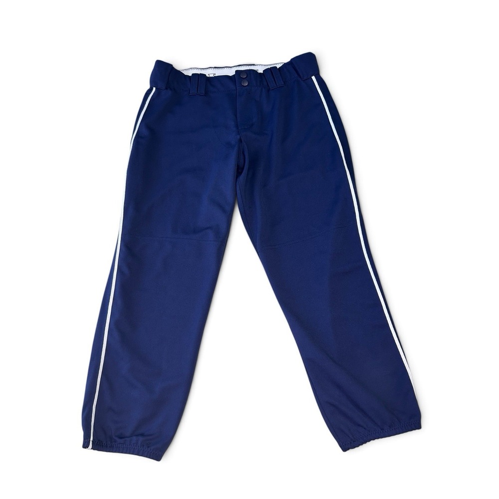 Intensity Girls Youth M Navy Softball Pants White Piping N5306W